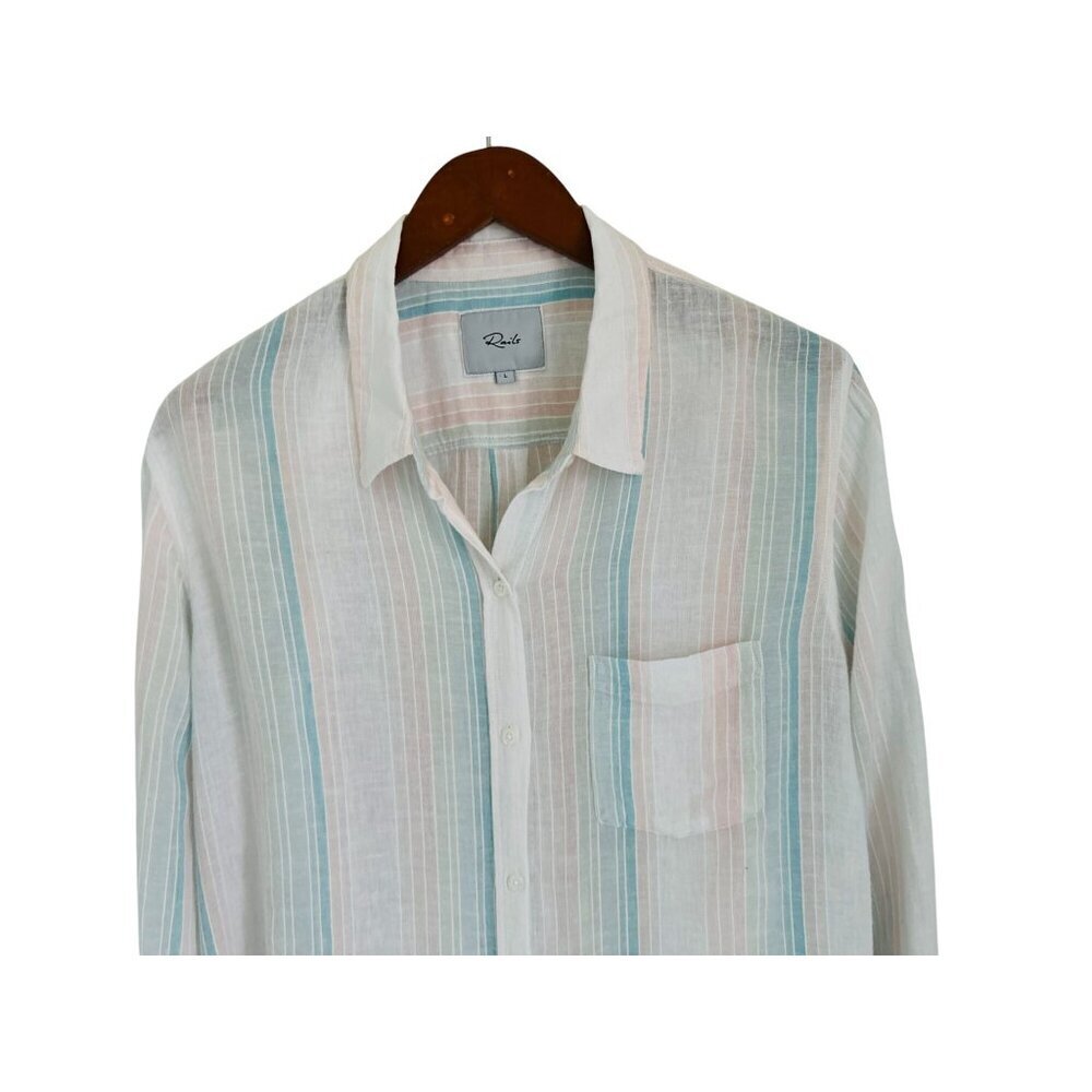 Rails Marbella Linen Blend Stripe Button Down Shi… - image 5